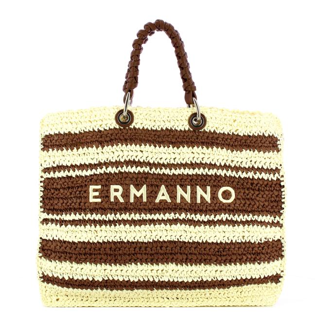 Ermanno Firenze Tote bag Ashley Stripe Dark Brown - 1