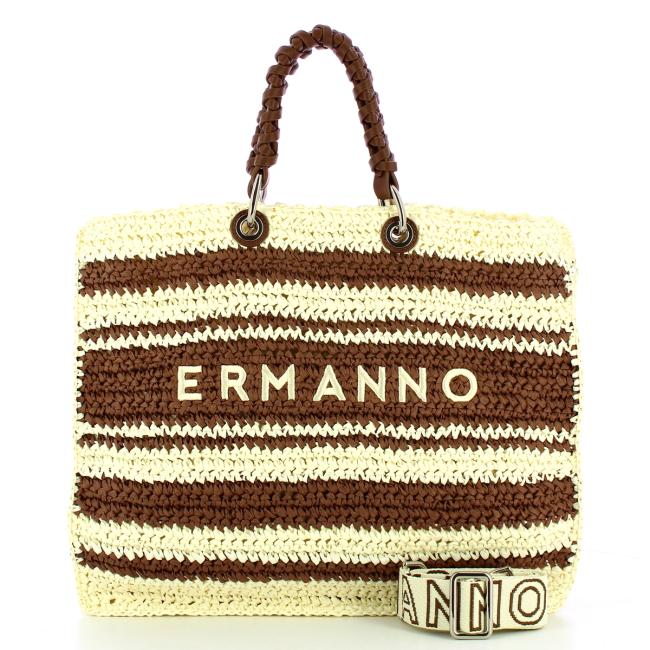 Ermanno Firenze Tote bag Ashley Stripe Dark Brown - 4