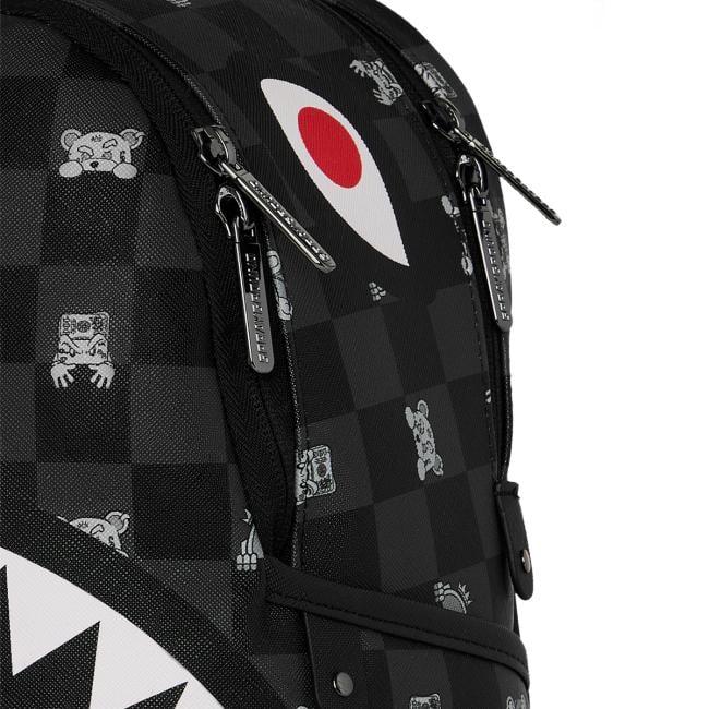 Sprayground Zaino Small Gray Peeking Character Check Savage Limited Edition - 5