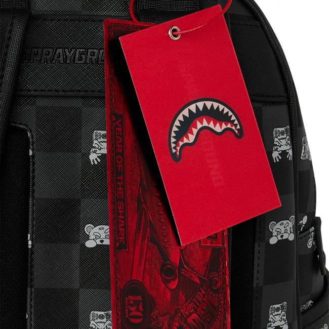 Sprayground Zaino Small Gray Peeking Character Check Savage Limited Edition - 6
