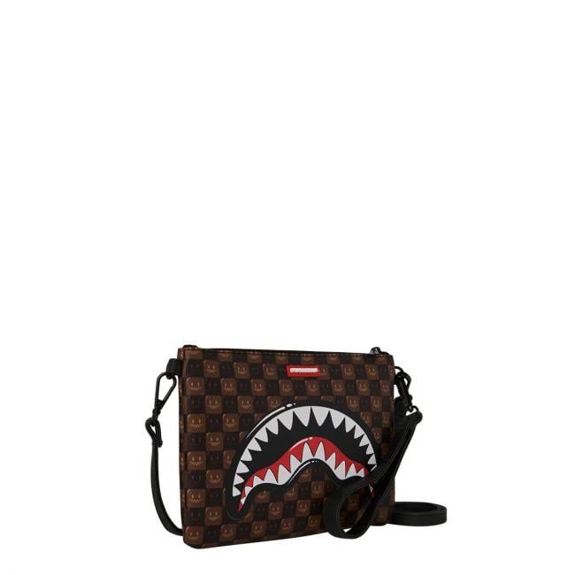 Sprayground Pochette Shark in Paris WTF Bubble Brown Check Limited Edition - 2