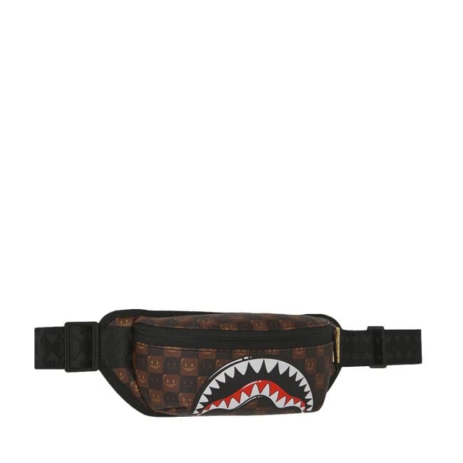 Sprayground Marsupio Shark in Paris WTF Bubble Brown Check Limited Edition - 2