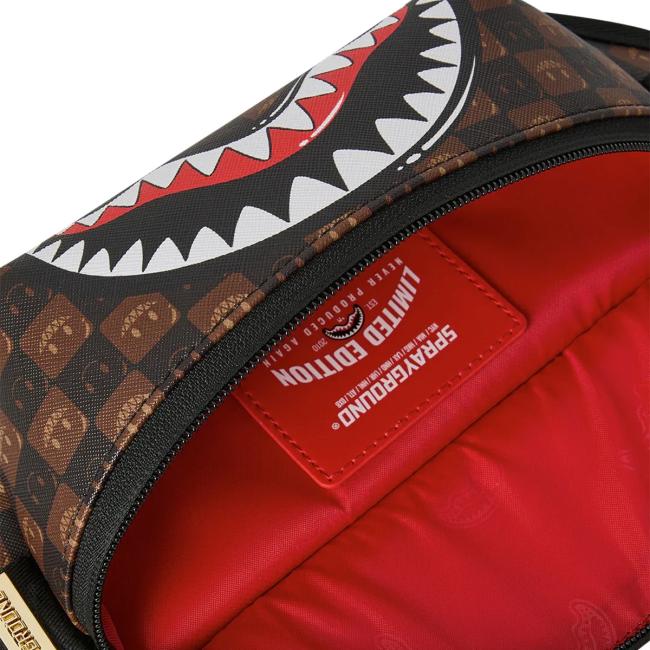 Sprayground Marsupio Shark in Paris WTF Bubble Brown Check Limited Edition - 4
