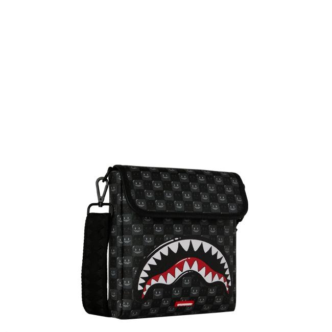 Sprayground Borsello Shark in Paris WTF Bubble Black Check Limited Edition - 2