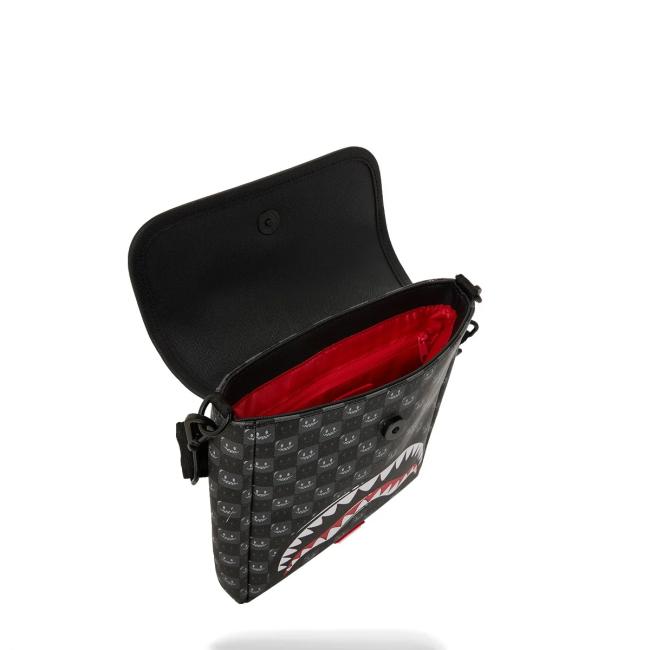 Sprayground Borsello Shark in Paris WTF Bubble Black Check Limited Edition - 4