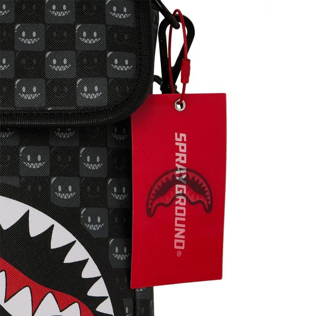 Sprayground Borsello Shark in Paris WTF Bubble Black Check Limited Edition - 5