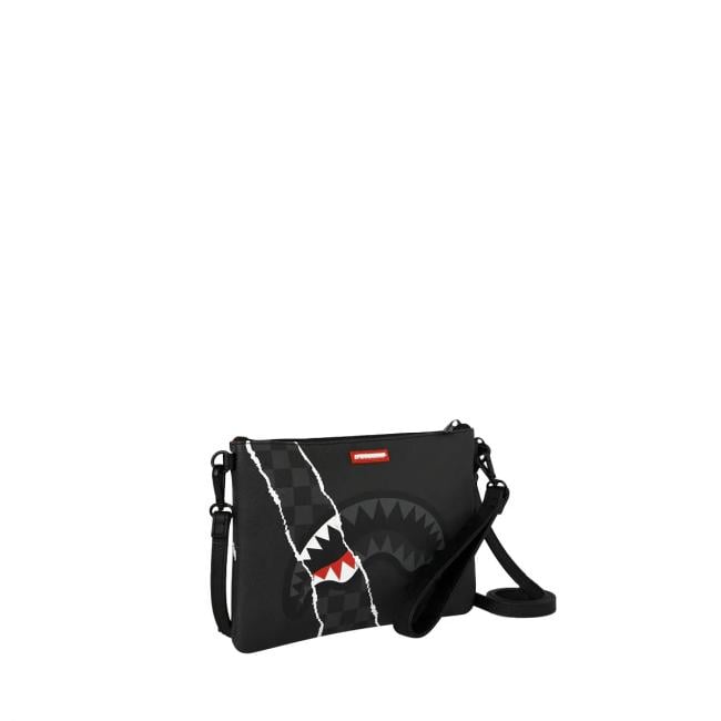 Sprayground Pochette Center Rip Revealing Gray Check Limited Edition - 2