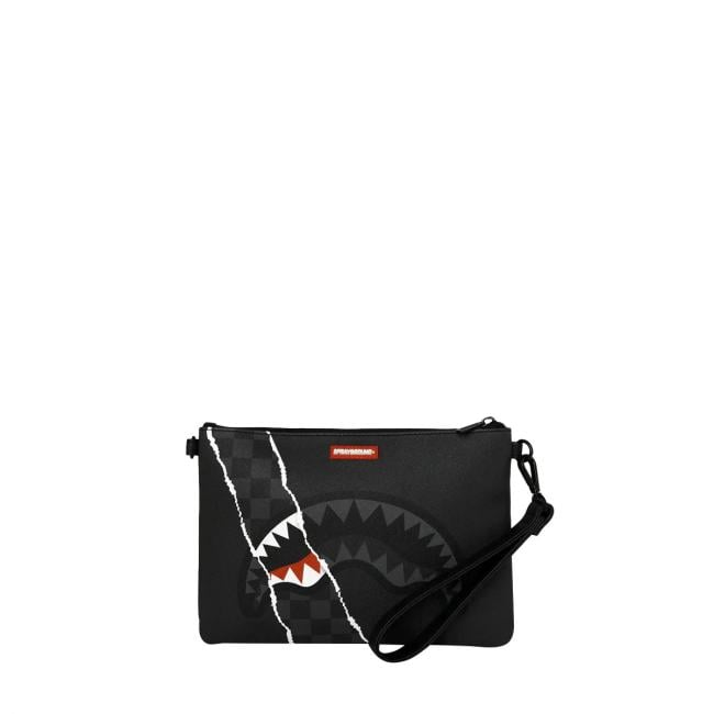 Sprayground Pochette Center Rip Revealing Gray Check Limited Edition - 3