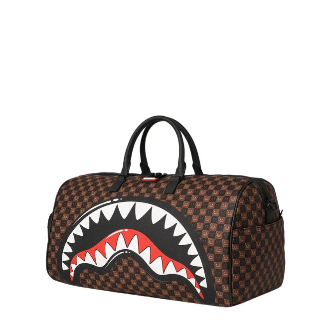 Sprayground Borsone Sharks In Paris WTF Bubble Brown Check Limited Edition - 4
