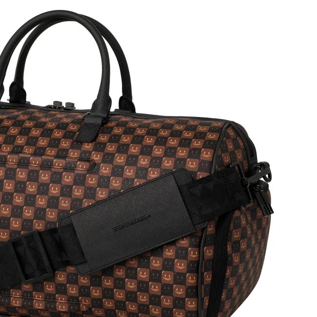 Sprayground Borsone Sharks In Paris WTF Bubble Brown Check Limited Edition - 8