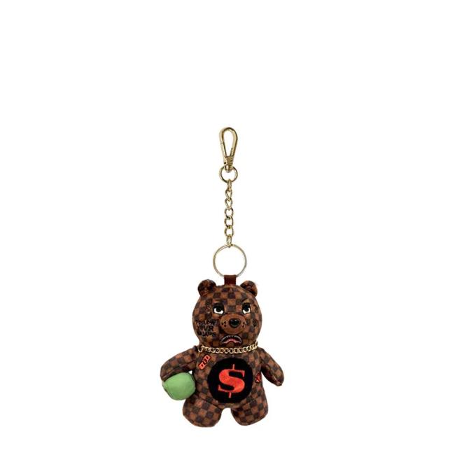 Sprayground Portachiavi Sip WTF Bubbly Brown Check Bear Limited Edition - 1