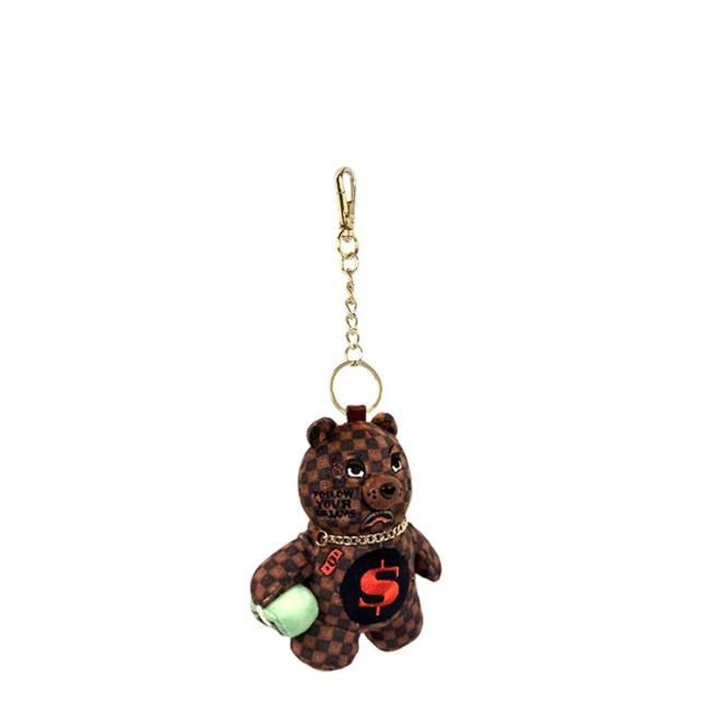 Sprayground Portachiavi Sip WTF Bubbly Brown Check Bear Limited Edition - 2