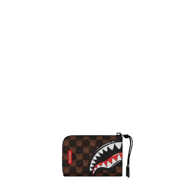 Sprayground Portafoglio Shark In Paris WTF Bubble Brown Check Limited Edition - 1