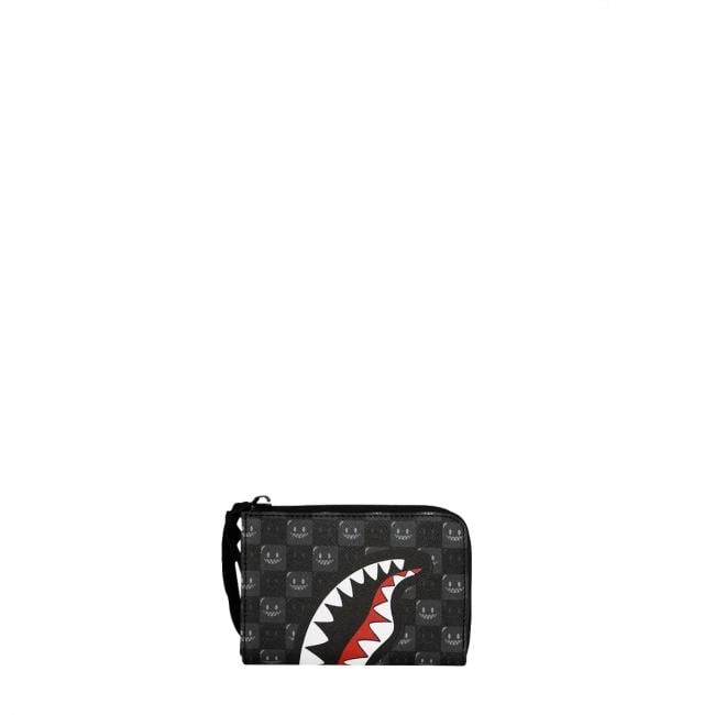 Sprayground Portafoglio Shark In Paris WTF Bubble Black Check Limited Edition - 3