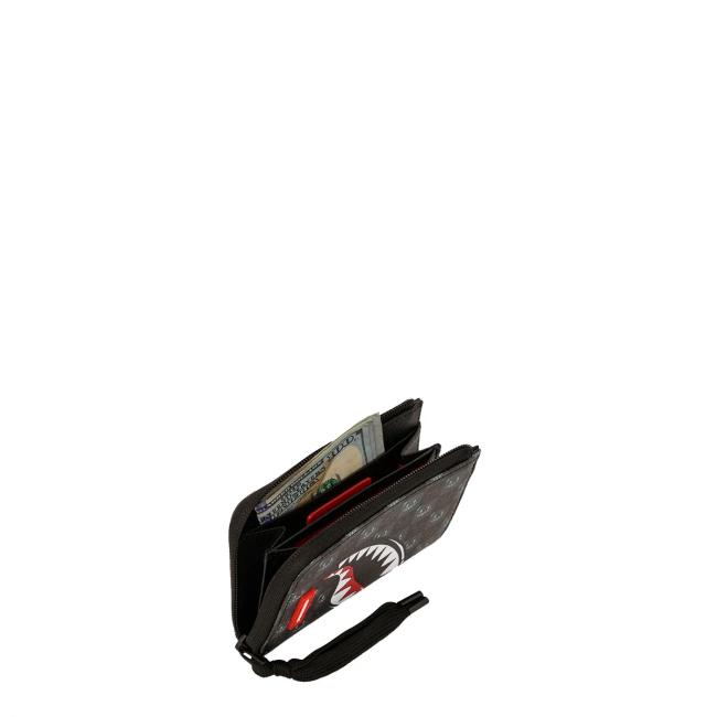 Sprayground Portafoglio Shark In Paris WTF Bubble Black Check Limited Edition - 4