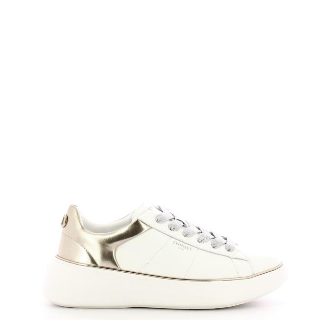 Twinset Sneakers in pelle Oval T Bic. Ottico Oro - 1