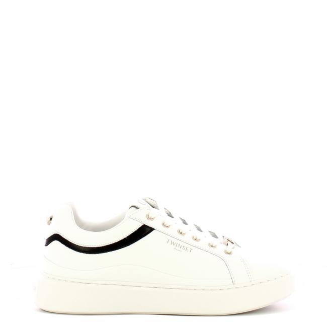 Twinset Sneakers Donna in pelle Bianco Nero - 1