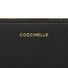 Metallic Soft Large Zip Around Noir Wallet