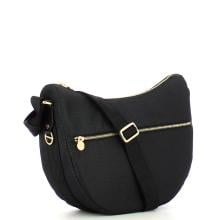Borbonese Borsa Luna Bag Middle con taschino in Nylon Riciclato Dark Black - 2