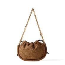 Borbonese Mini Borsa Coquille in camoscio OP Naturale - 3