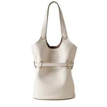Borbonese Secchiello Premiere Small White Cotton Cuoio - 4