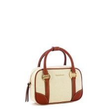 Borbonese Bauletto in tessuto small Beige Cuoio - 2