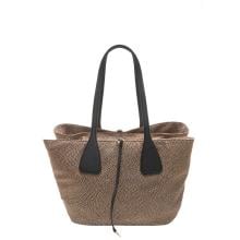 Borbonese Borsa a spalla Vis a Vis Medium OP Naturale Nero - 91010213AH1X11 - 1
