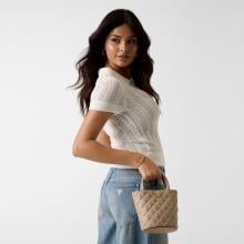 Guess Mini Borsa a secchiello Giully Pale Mocha - 6