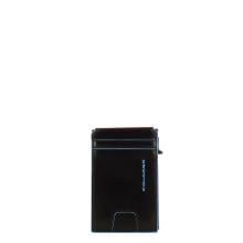 Piquadro Porta Carte Sliding System Blue Square Nero - 1