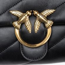 Pinko Mini Borsa a tracolla Love Puff Maxi Quilt Nero Antique Gold - 4