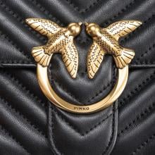 Pinko Borsa a tracolla Love One Chevron Nero Antique Gold - 4