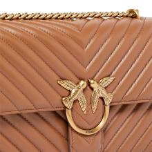 Pinko Borsa a tracolla Love One Chevron Marrone Leone Antique Gold - 3