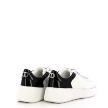 Twinset Sneakers in pelle Oval T Bic. Ottico Nero - 3