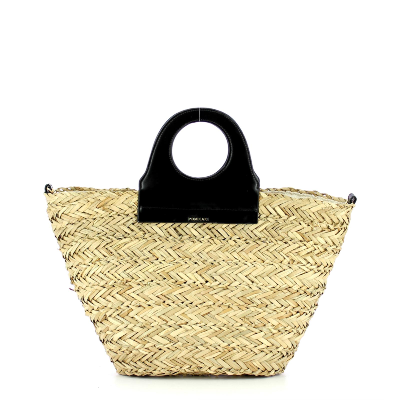 Straw basket handbag Ariel - BLACK