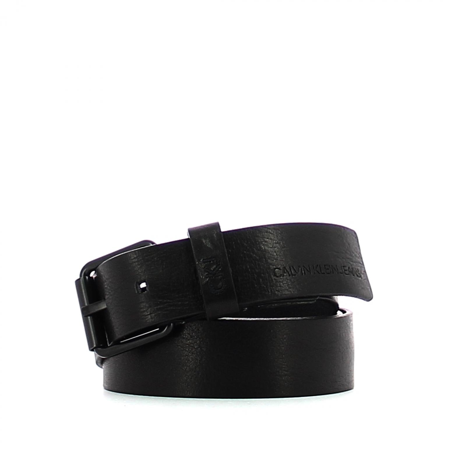 Leather belt 3.5 cm-BLACK-100