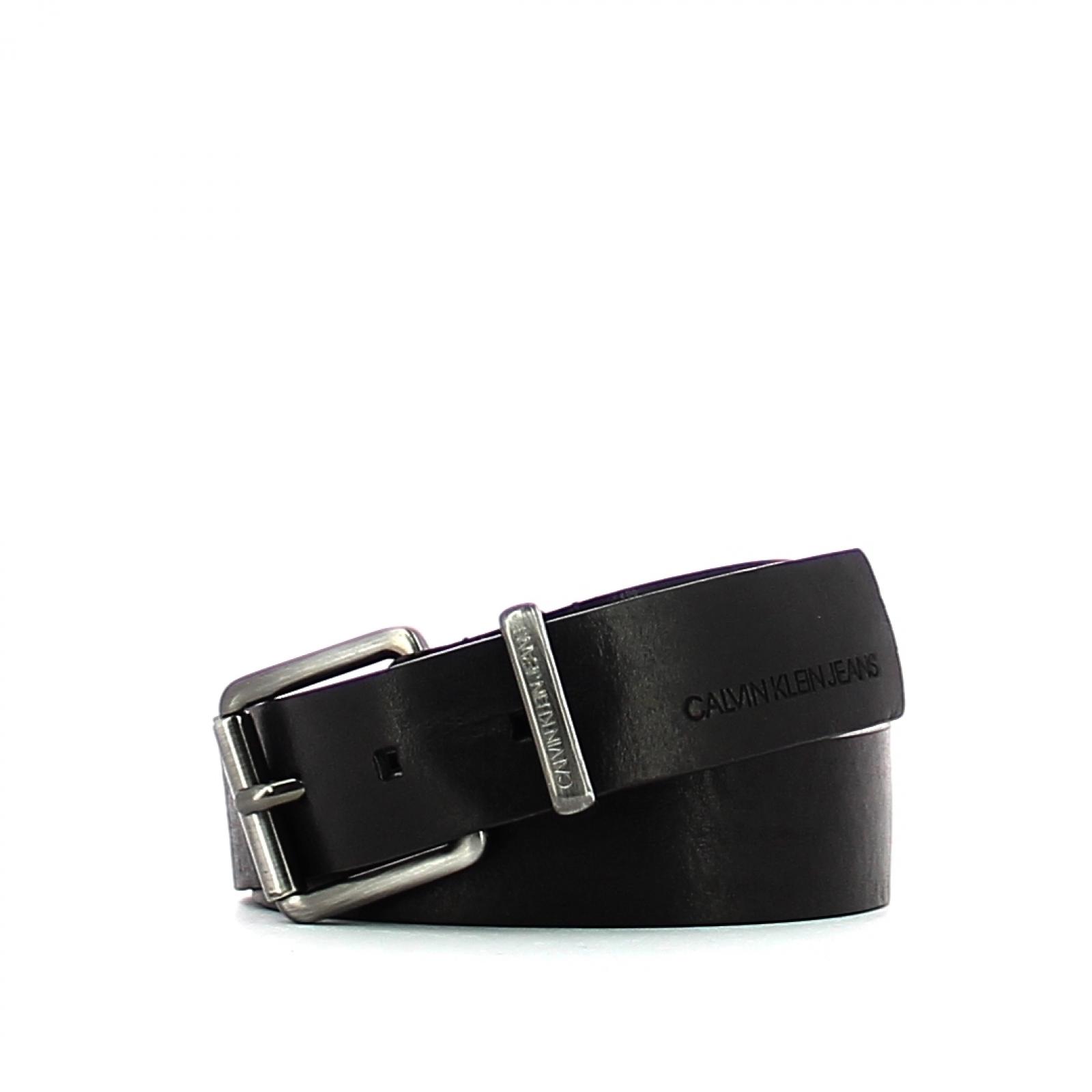 Leather belt Metal Loop-BLACK-95