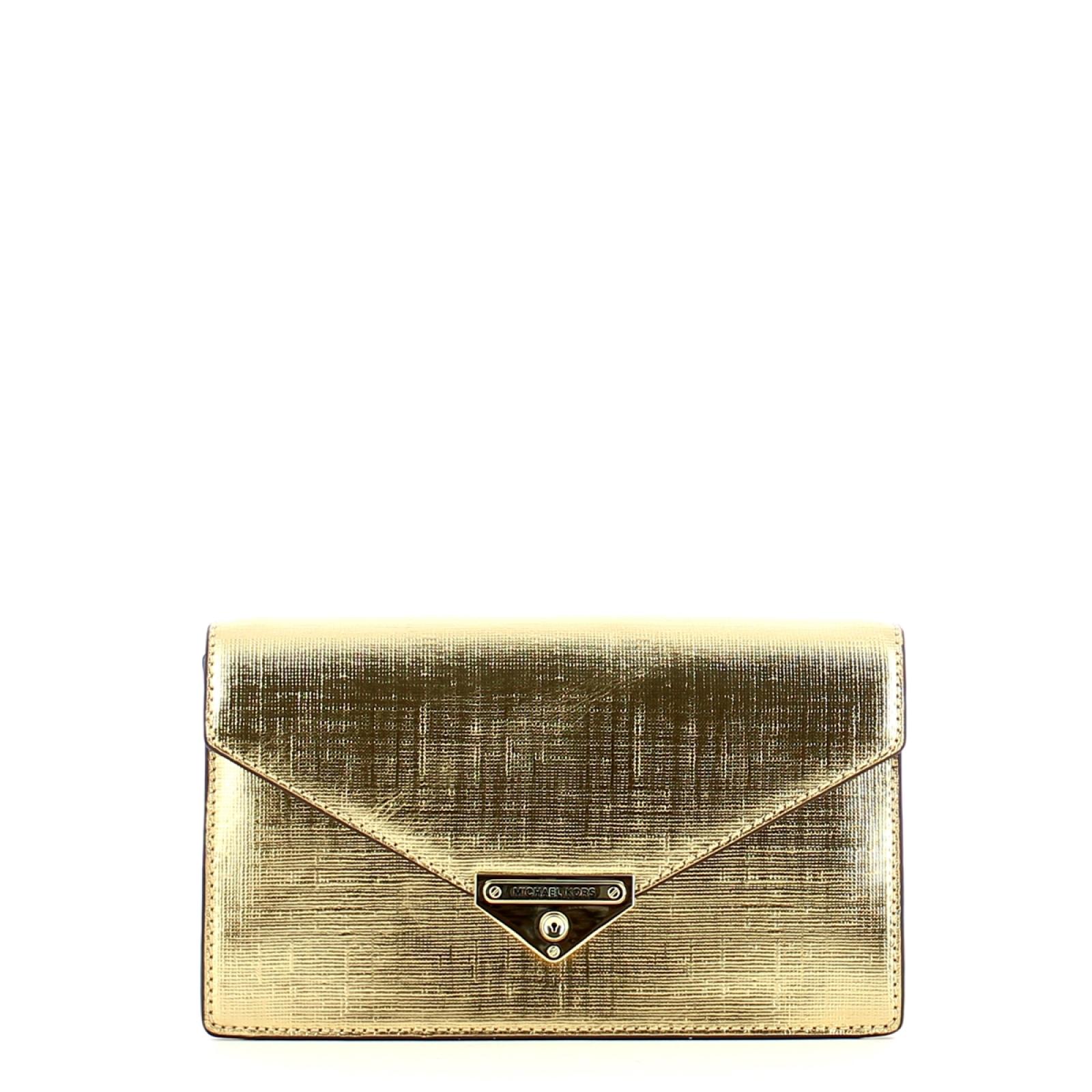 Donna Michael Kors Pochette Monogramme in pelle stampa pitone metallizzata  Oro