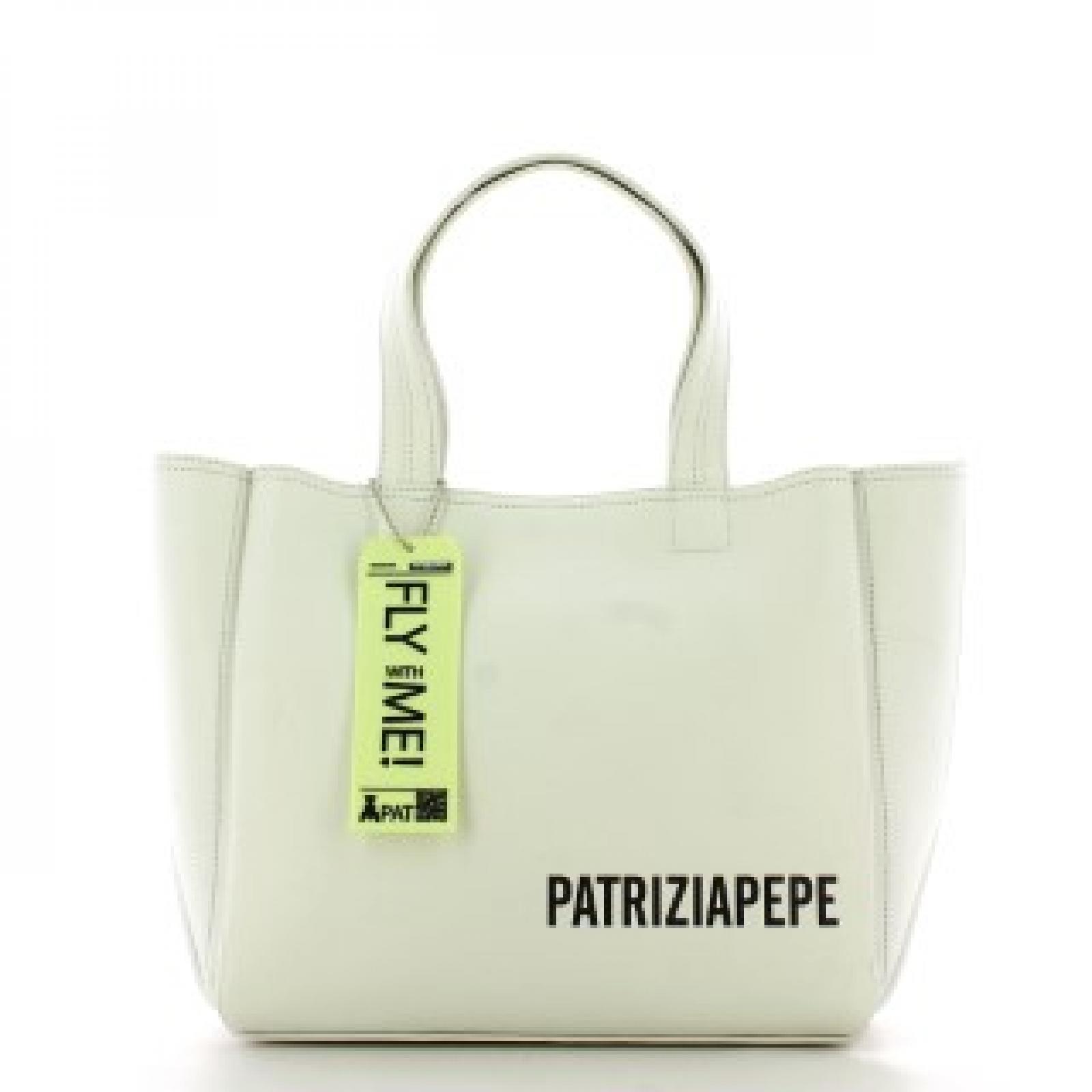 Patrizia Pepe Shopper Media con logo Bianco - 1