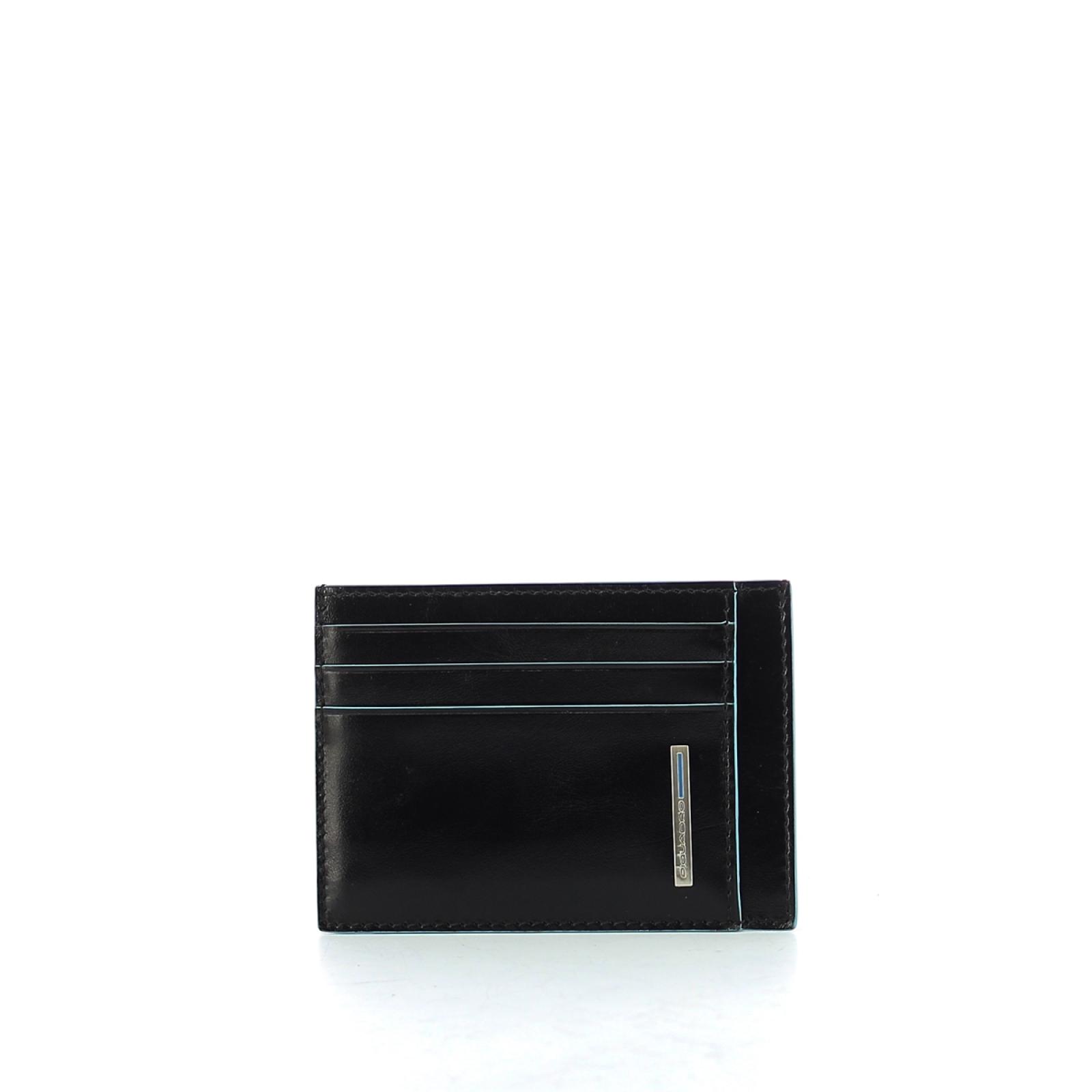 Zipped credit card holder Blue Square-NERO-UN
