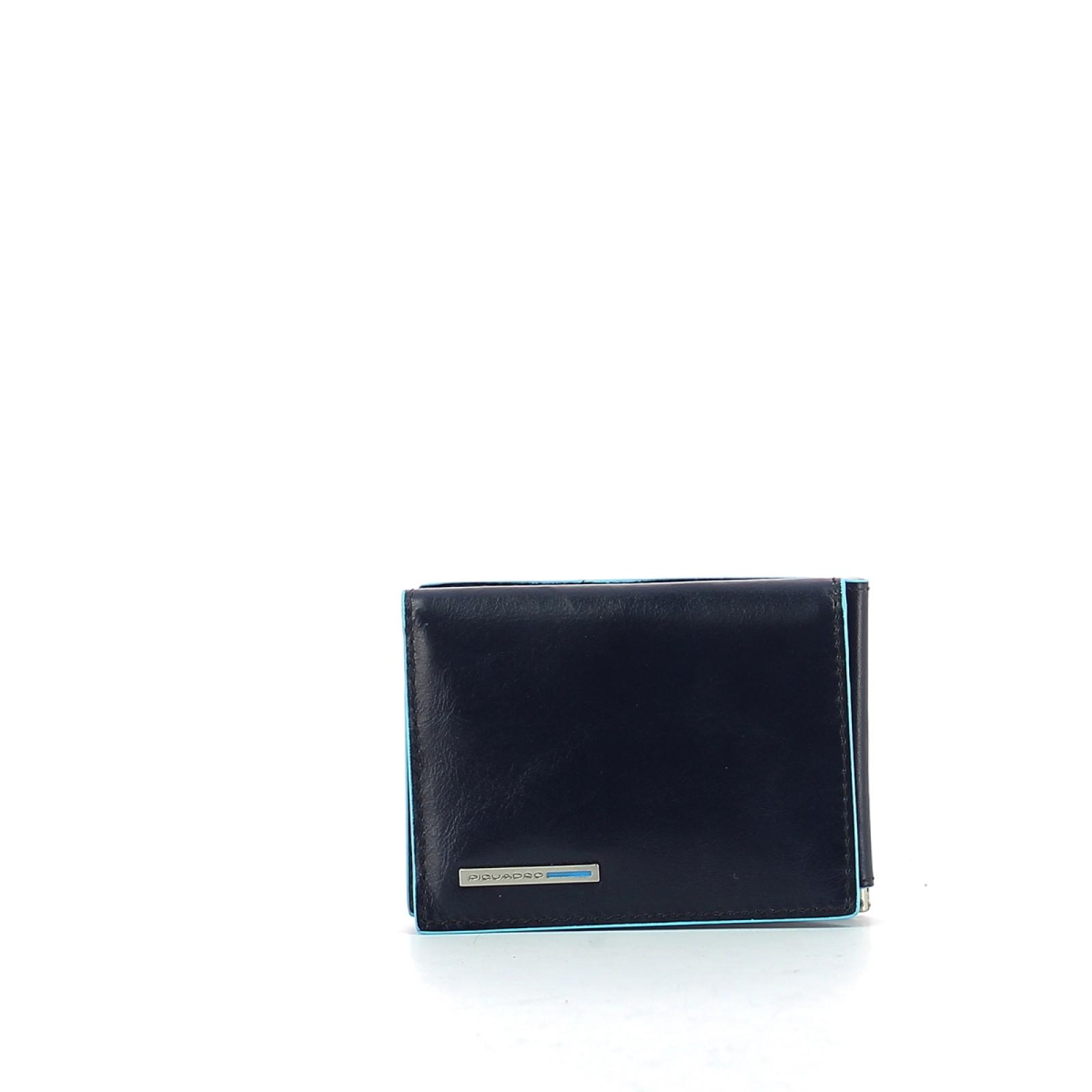 Men wallet w. money clip Blue Square-BLU2-UN