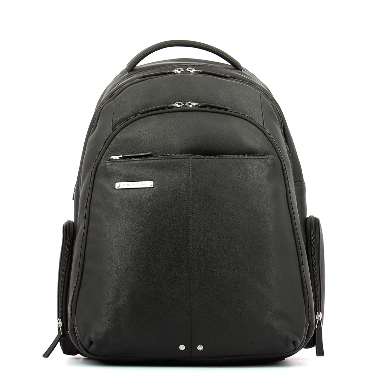 Leather Laptop Backpack Piquadro 15.0-TESTA/MORO-UN