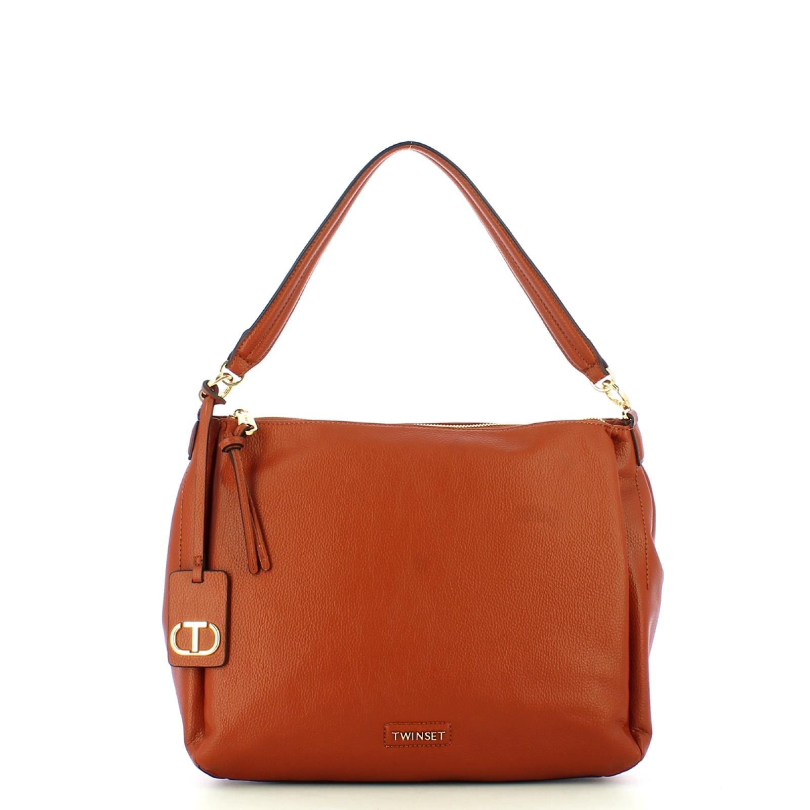 Twin Set Hobo Bag con charm Oval T Cuoio - 1