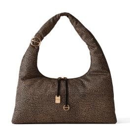 Borbonese Hobo Bag Twinnie Large OP Naturale Nero - 1
