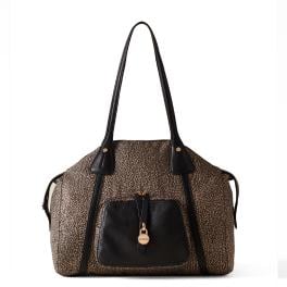 Borbonese Borsa a spalla Poche Medium OP Naturale Nero - 1