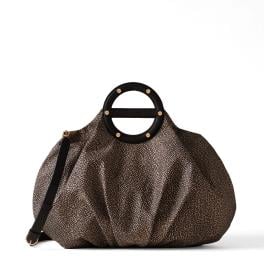 Borbonese Borsa a mano Vis a Vis Medium OP Naturale Nero - 1