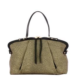 Borbonese Borsa a spalla Frame Medium OP Naturale Nero - 1