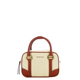Borbonese Bauletto in tessuto small Beige Cuoio - 1