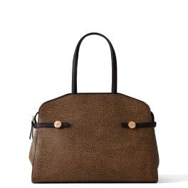 Borbonese Shopping Gemini Medium OP Naturale Nero - 1