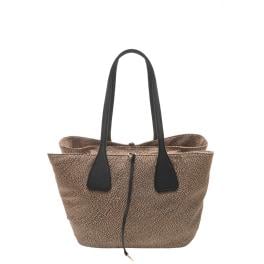 Borbonese Borsa a spalla Vis a Vis Medium OP Naturale Nero - 91010213AH1X11 - 1
