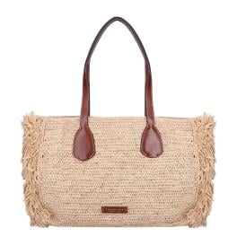 The Bridge Shopping Bag Luna in paglia Marrone Oro - 1